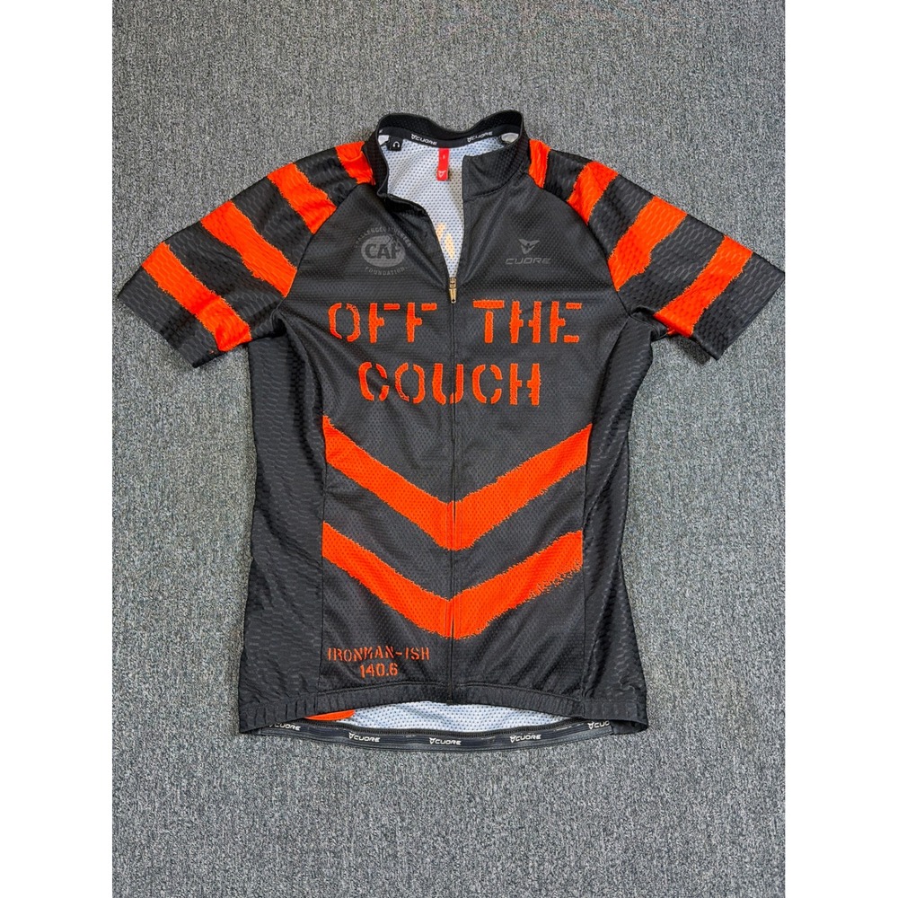 Cuore Ironman-Ish 140.6 Cycling Jersey Mens Small Black Orange Off The Couch CAF